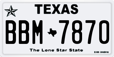 TX license plate BBM7870