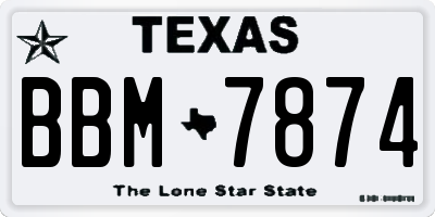 TX license plate BBM7874