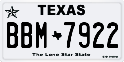 TX license plate BBM7922