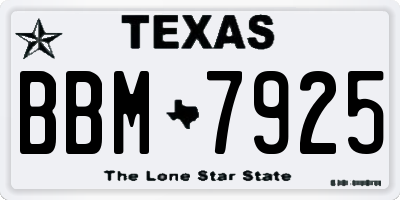 TX license plate BBM7925