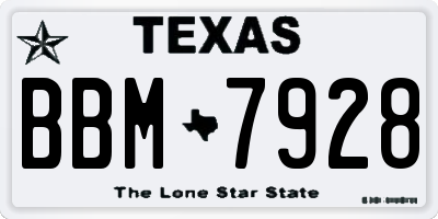 TX license plate BBM7928