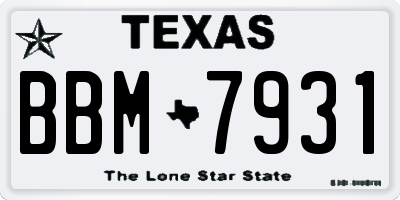 TX license plate BBM7931