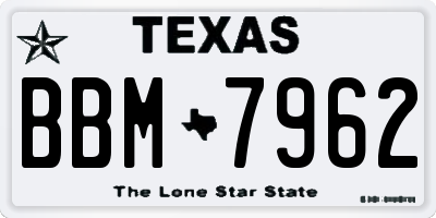 TX license plate BBM7962