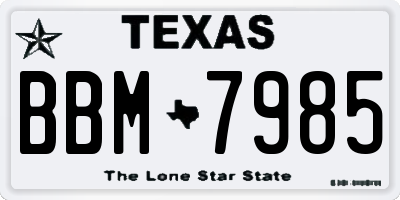 TX license plate BBM7985