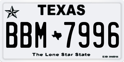 TX license plate BBM7996