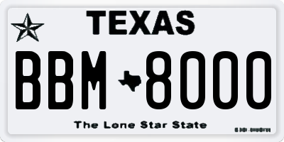 TX license plate BBM8000