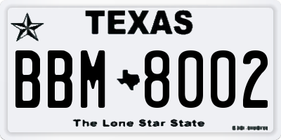 TX license plate BBM8002