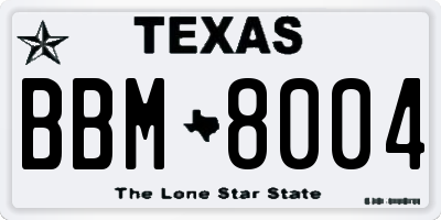 TX license plate BBM8004