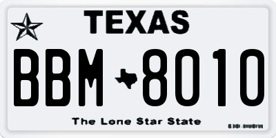 TX license plate BBM8010