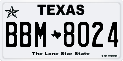 TX license plate BBM8024