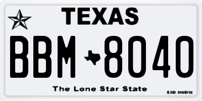 TX license plate BBM8040