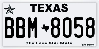 TX license plate BBM8058