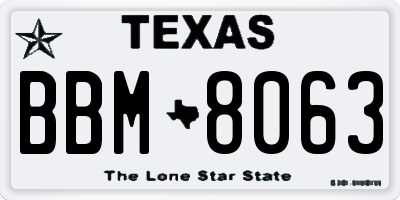 TX license plate BBM8063