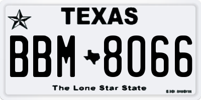 TX license plate BBM8066