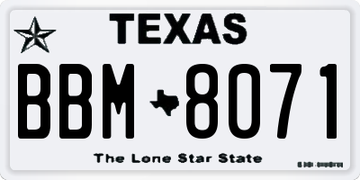 TX license plate BBM8071