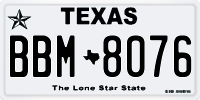 TX license plate BBM8076