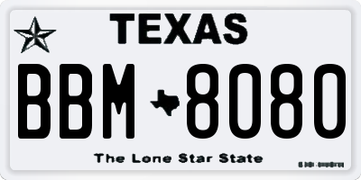 TX license plate BBM8080
