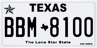 TX license plate BBM8100