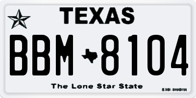 TX license plate BBM8104