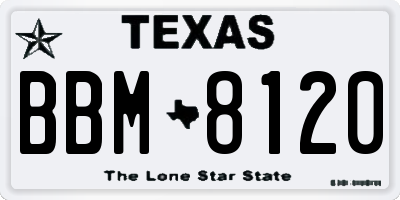 TX license plate BBM8120