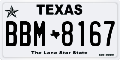TX license plate BBM8167