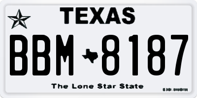 TX license plate BBM8187