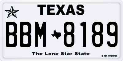 TX license plate BBM8189