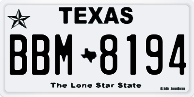 TX license plate BBM8194