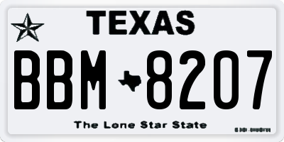TX license plate BBM8207