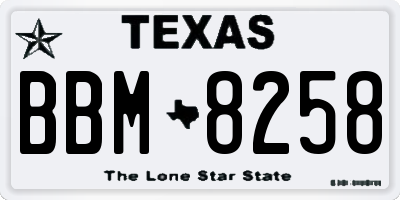 TX license plate BBM8258