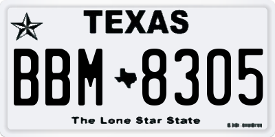 TX license plate BBM8305