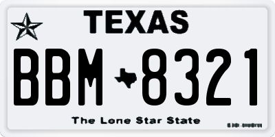 TX license plate BBM8321