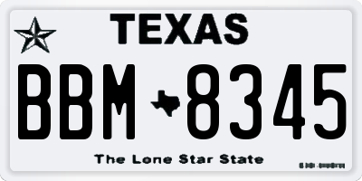 TX license plate BBM8345