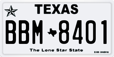 TX license plate BBM8401