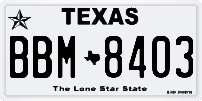 TX license plate BBM8403