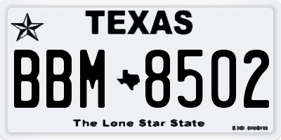 TX license plate BBM8502