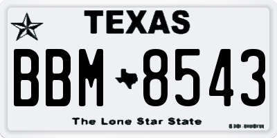TX license plate BBM8543