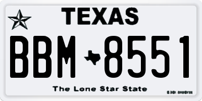 TX license plate BBM8551