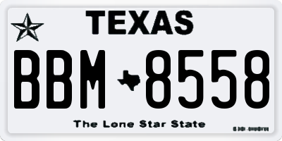 TX license plate BBM8558