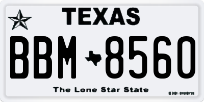TX license plate BBM8560