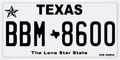 TX license plate BBM8600