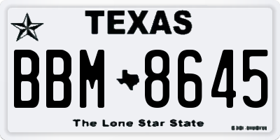 TX license plate BBM8645
