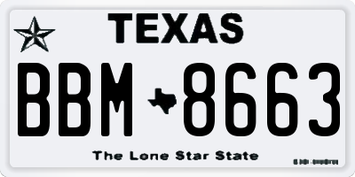 TX license plate BBM8663