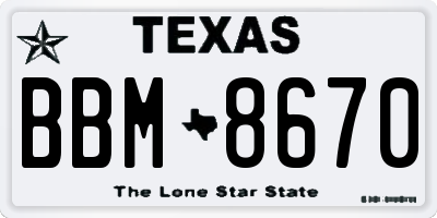 TX license plate BBM8670