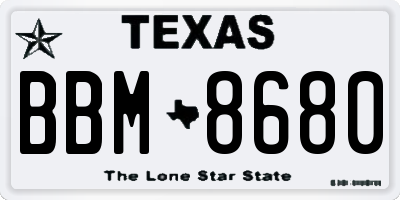 TX license plate BBM8680