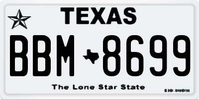 TX license plate BBM8699