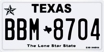 TX license plate BBM8704