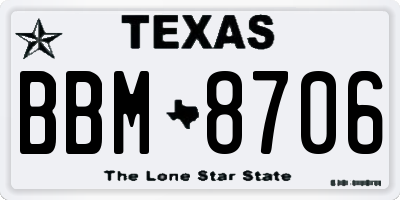 TX license plate BBM8706