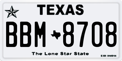 TX license plate BBM8708