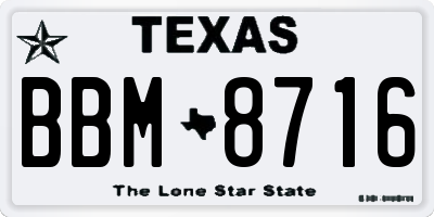TX license plate BBM8716